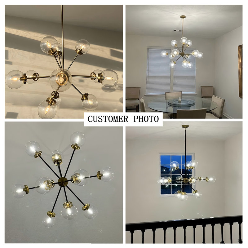 Arisai Andreau 12-Light Dimmable Sputnik Sphere Chandelier, Clear, Gold