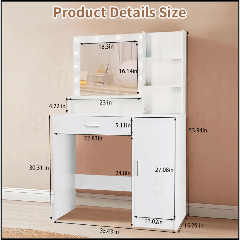Meuble-lavabo polyvalent avec miroir, lumières et nombreuses options de rangement