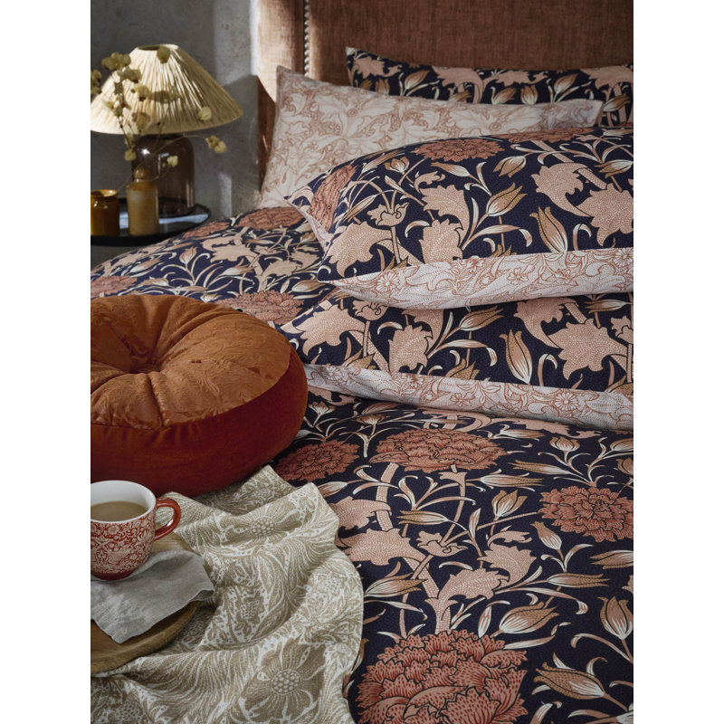 100% Cotton Machine Woven Oxford Pillow Case, Copper Floral