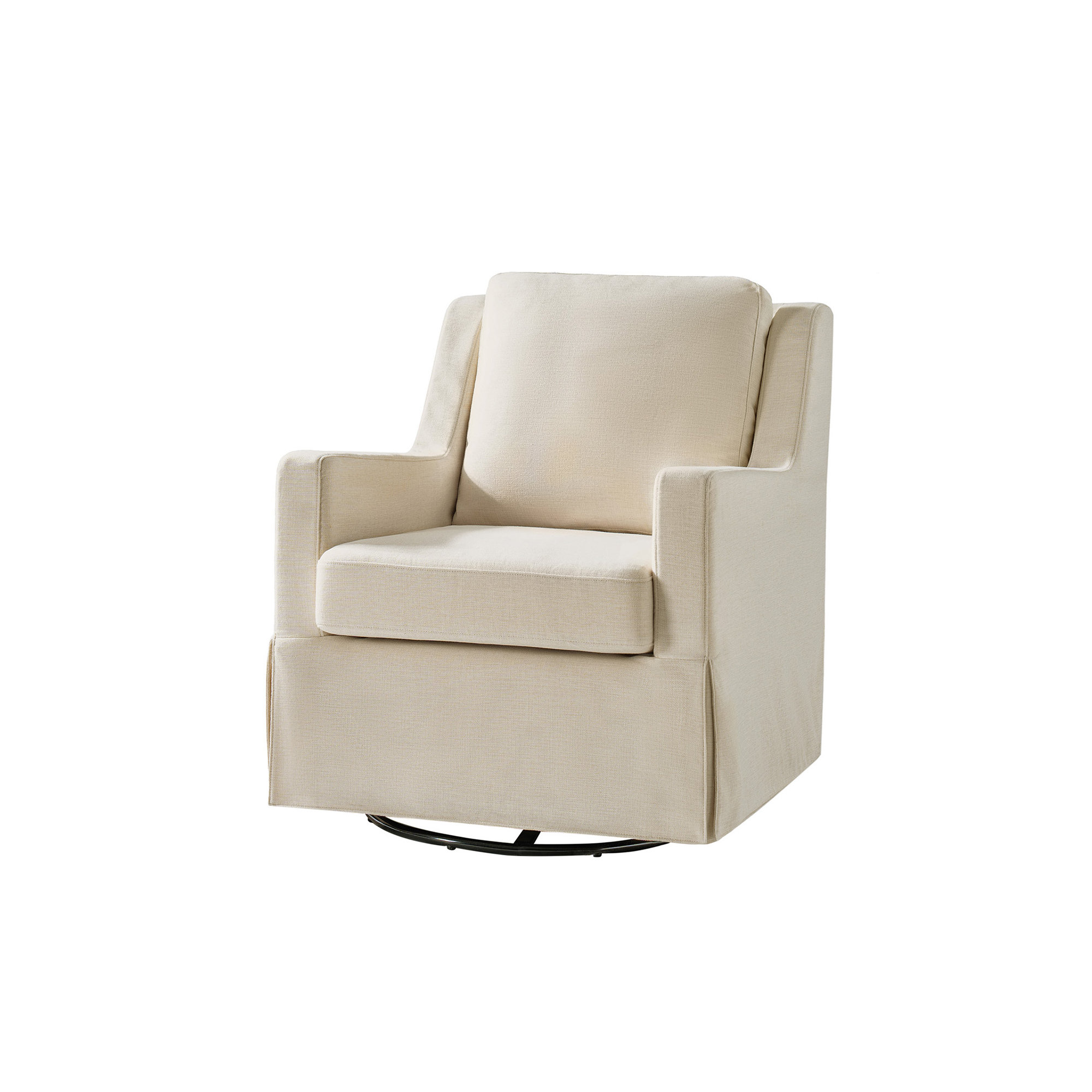 Minni Farmhouse Swivel Rocking Chair, Beige