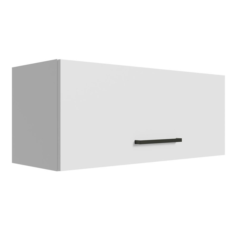 Latitude Run Slim Garage and Utility Room Wall Storage Cabinet with Horizontal Door and Shelves 31 Inch Wooden Organization Unit - White