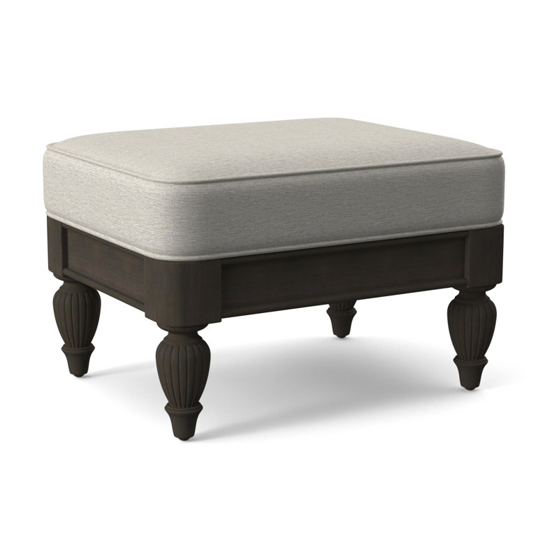 Grand View Ottoman, White Performance Fabric; 0851-94, Antique Black Finish