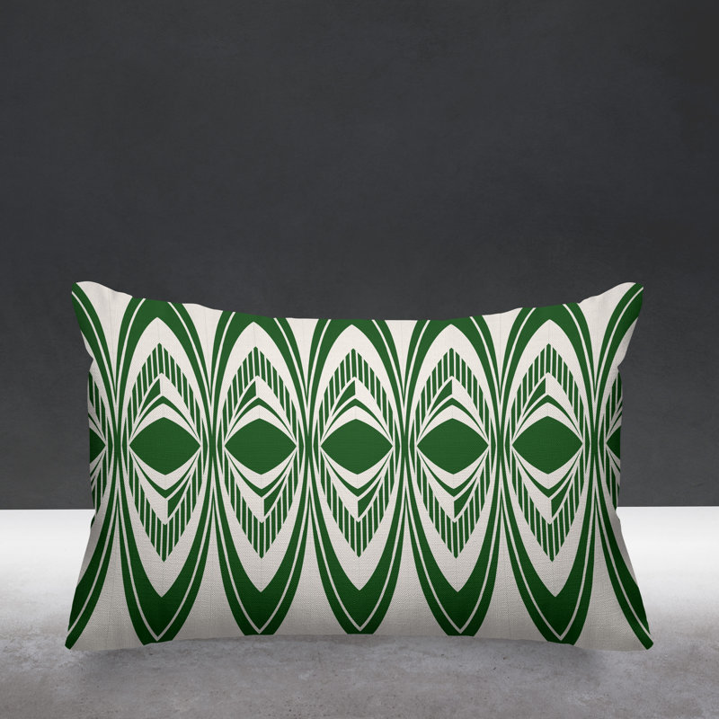 Coussin décoratif intérieur / extérieur Chinasa Tribal, Émeraude