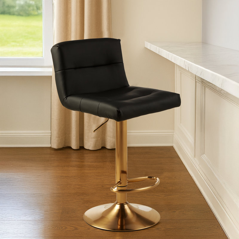 Tricia Swivel Upholstered Adjustable Height Counter Stool with Metal Frame, Black