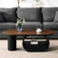 Table basse 48,36 po ovale, métal industriel noir de luxe avec tiroir de rangement pour le salon et pieds réglables