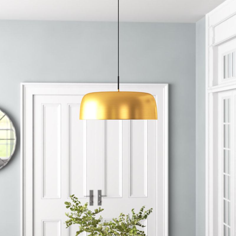 Luminaire suspendu en forme de dôme à 1 lumière Brisbin, Or satiné