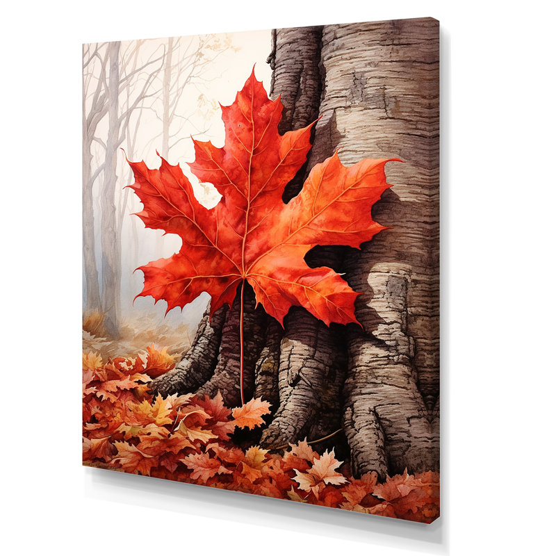 «Maples Mark Autumn Red III» sur toile, H 40 po x l 30 po x P 1,5 po, Toile tendue