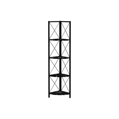 Modern 4 Tier Bookcase With Black Marble-Like Surface For Office & Bedroom Decor Contemporary Metal Frame
