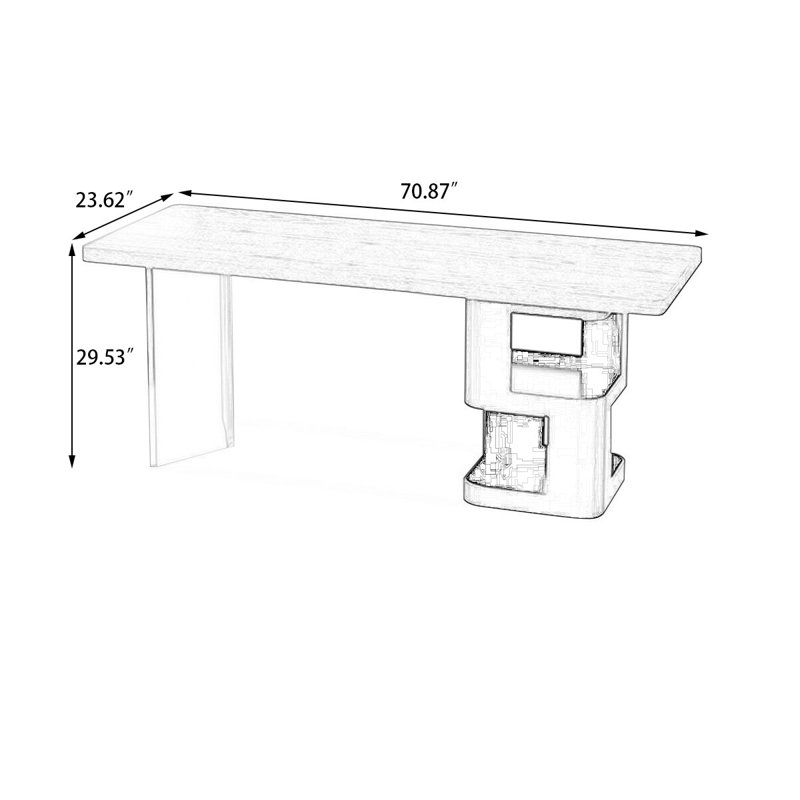 Bureaux rectangulaires bruns en bois massif, H 29,53 po x l 70,87 po x P 23,62 po