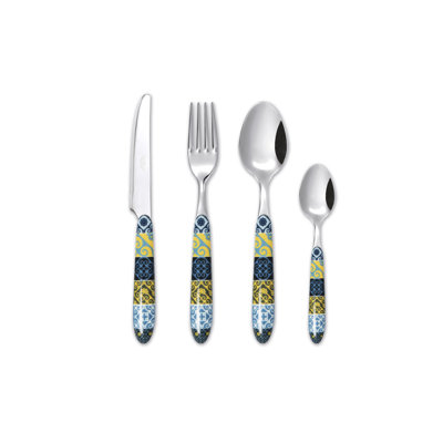 24 Pieces Coloured Cutlery Set, Service For 6