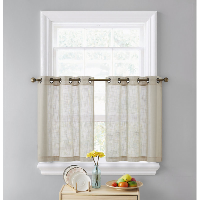 Aleksander Tailored Cafe Curtain, Beige, 35" W x 24" L