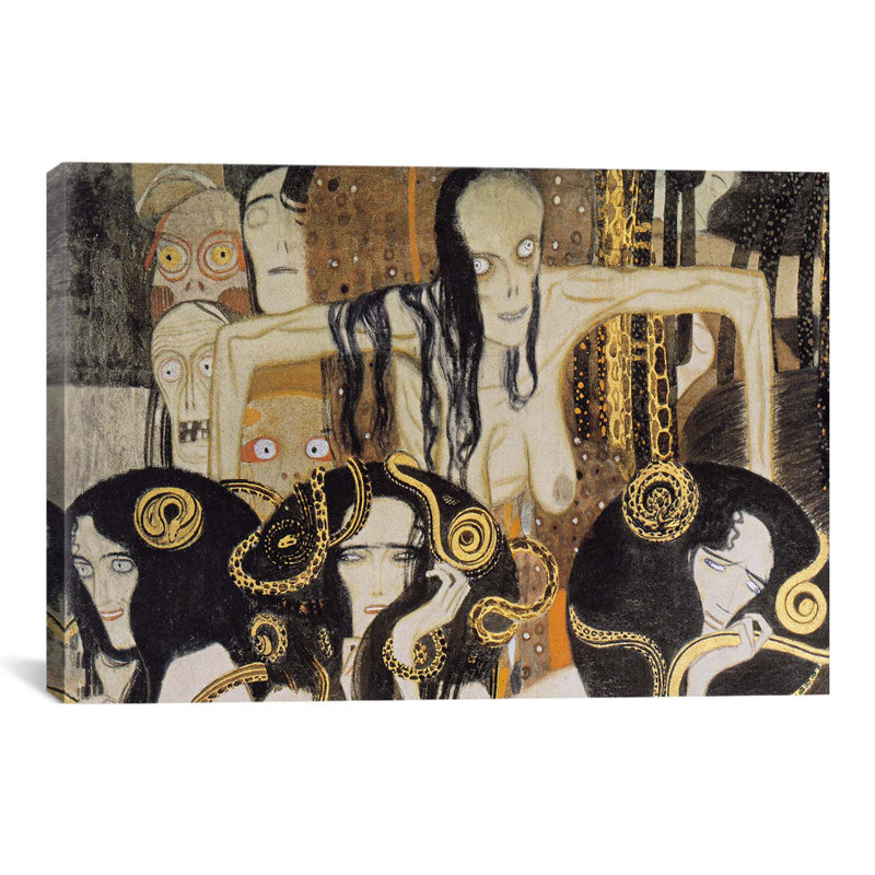 « gorgonen 3 (the three gorgones : maladie, madness, décès) » par gustav klimt,, reproduction d’art sur toile, Toile tendue