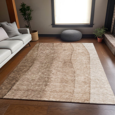 Premium Machine Washable Prisco Brown Rug