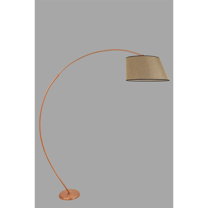 Lampe sur pied arquée 73 po Daulton, Or rose, Osier foncé