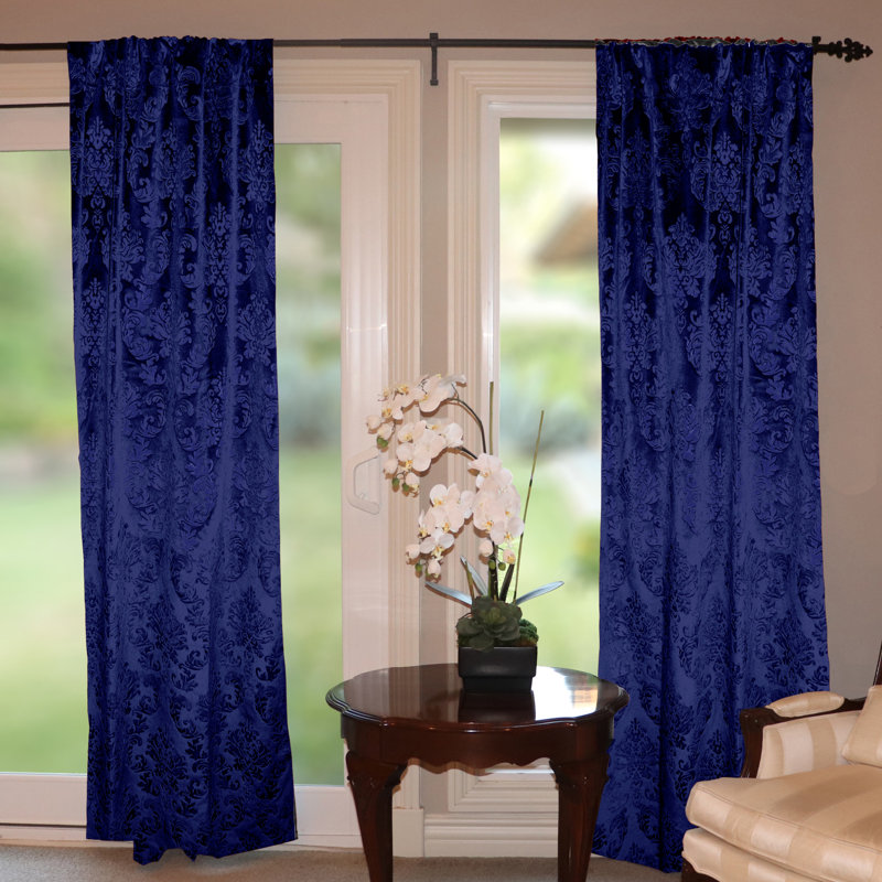 Rideau en velours, L 54 po x L 120 po, Bleu marine