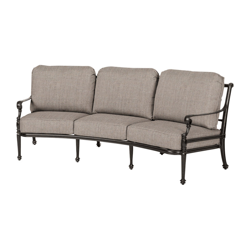 Grand Terrace Curved Sofa with Sunbrella Cushions, Vintage, Cast Ash Sunbrella® Plainweave