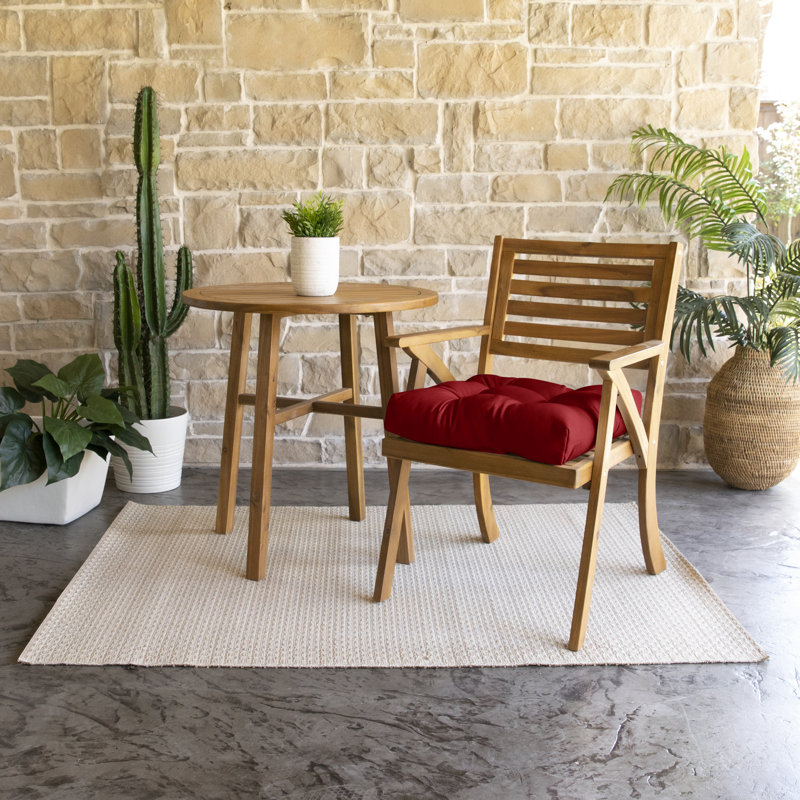 Tufted Outdoor Sunbrella Seat Cushion, 16" W, Crimson