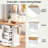 Rolling Kitchen Island With Wood Drop Leaf, Power Outlet, 4 Door Shelves, Embossed Vertical Stripe Design, 6 Deep Drawers, Spice Rack And Towel Rack-622084295