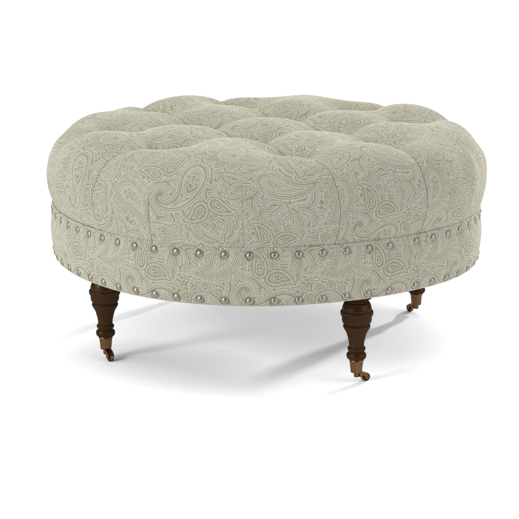 Empierre Tufted Light Beige Fabric Chair and Ottoman