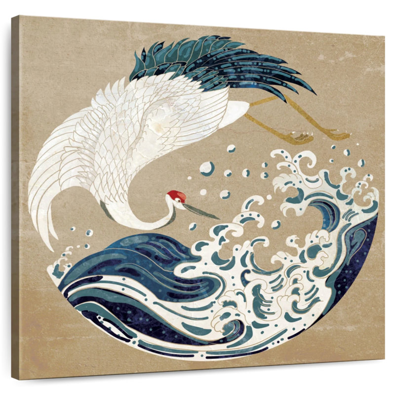 Grue Brampt et vague Yin Yang, H 36 po x l 36 po
