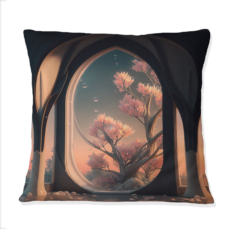 Coussin Futuristic Architecture With Flowers I - City Fantasy