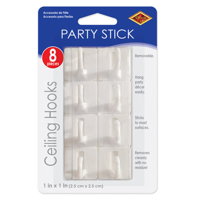 Crochets de plafond Party Stick - 1 po x 1 po - paquet de 12