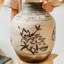 Vase de table beige 17,7 po