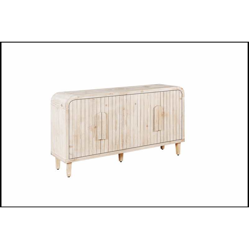 Buffet 59 po 59 po Farmhouse, Blanc antique / bois naturel délavé