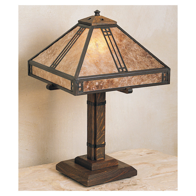 Lampe de table Pocola, H 18,38 po x l 13 po, Bronze, Mica amande