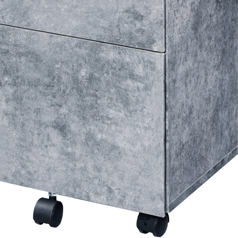 Classeur 3 pièces en faux béton et argent - gris