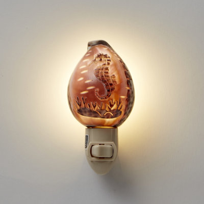 Carved Cowrie Seahorse LED Night Light