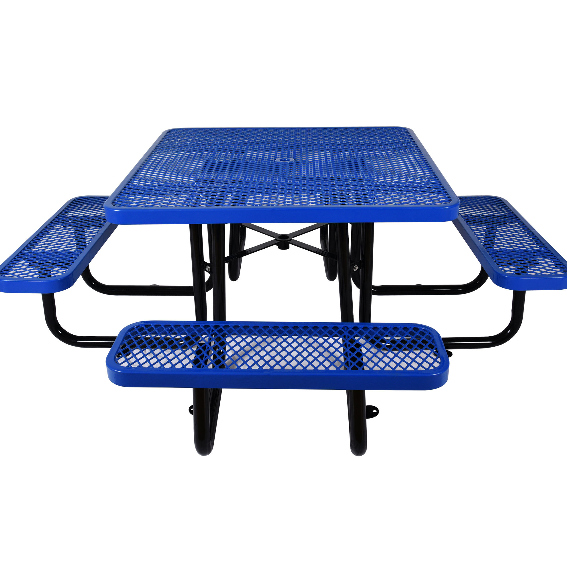 Arlmont & Co. Outdoor Heavy-duty Steel Picnic Table With Umbrella Mount ...