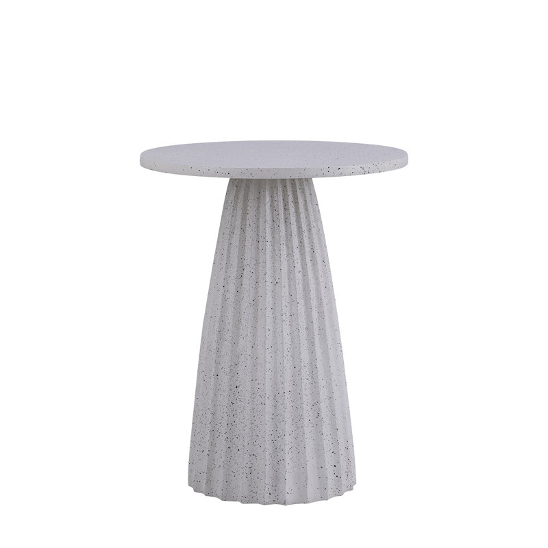 Table d'appoint en aluminium avec base à texture ciseau, Plateau blanc / base grise, H 20 po x l 16 po x P 16 po