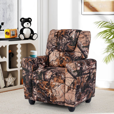 Kids Recliner with Cup Holder with Adjustable Backrest & Footrest Camouflage