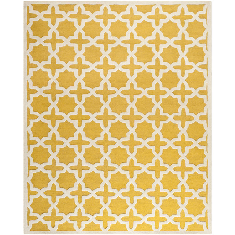 Igna Wool Yellow Area Rug, Rectangle 11' x 15'