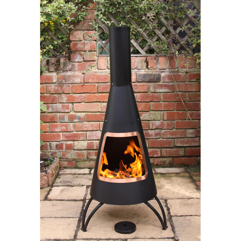 Conical Steel Chimenea, Copper/Black