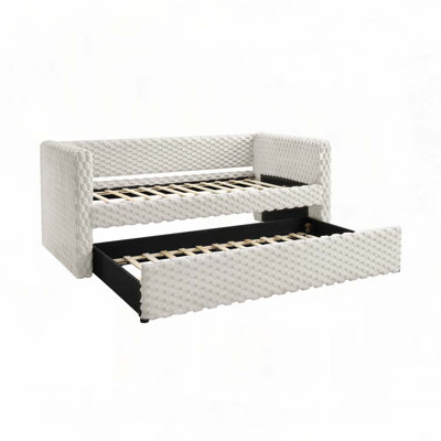 Lit de jour avec accoudoirs coulissants, tissu texturé