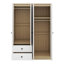 Garde-robe 4 portes avec tiroirs, tablette et tringle