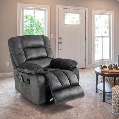 Bason 39.01" Power Recliner Chair with Massage and Heat,Chenille Upholstery