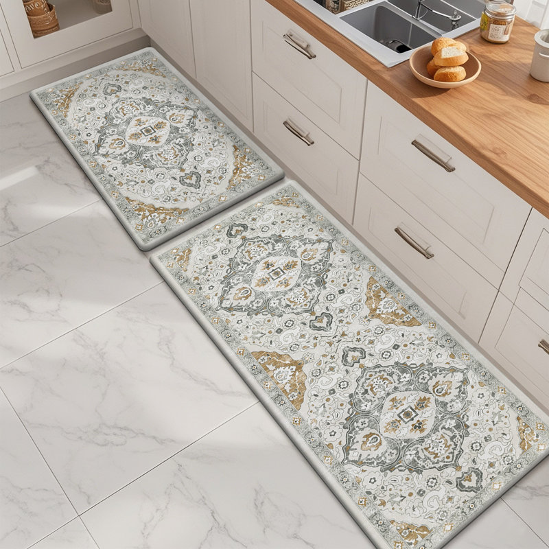 Tapis de cuisine antidérapant et antidérapant Jainiyah (ensemble de 2), Tapis de couloir 18 po x 30 po + 18 po x 48 po