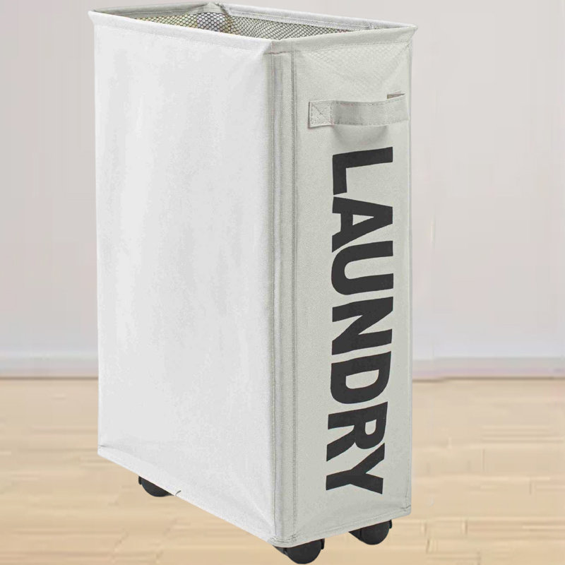 Edelmira Fabric Laundry Basket with Handles, Light Grey