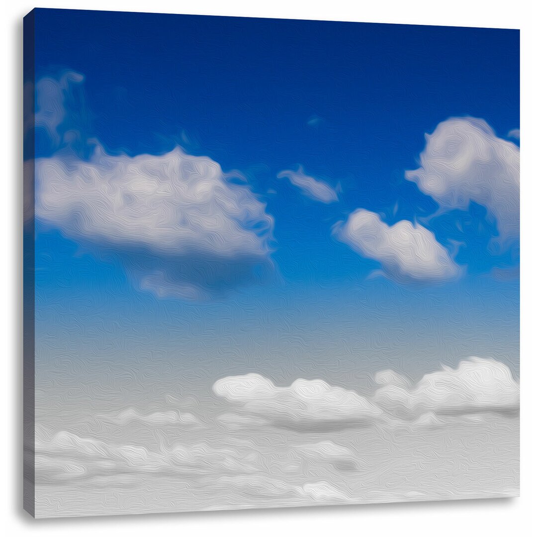 Leinwandbild Schäfchenwolken an blauem Himmel