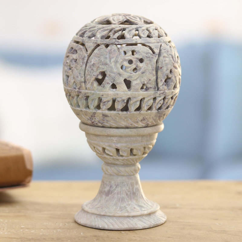  Handmade Serene Royalty Soapstone Tealight Holder
