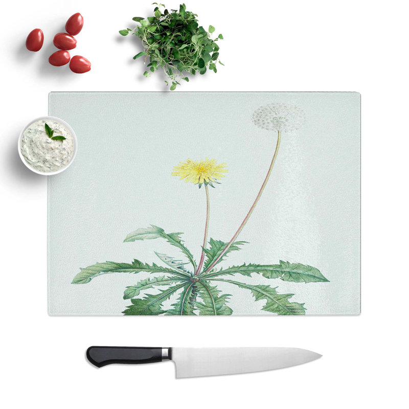 Tempered Glass Blooming Dandelion Chopping Board, 39 cm W x 28.5 cm L