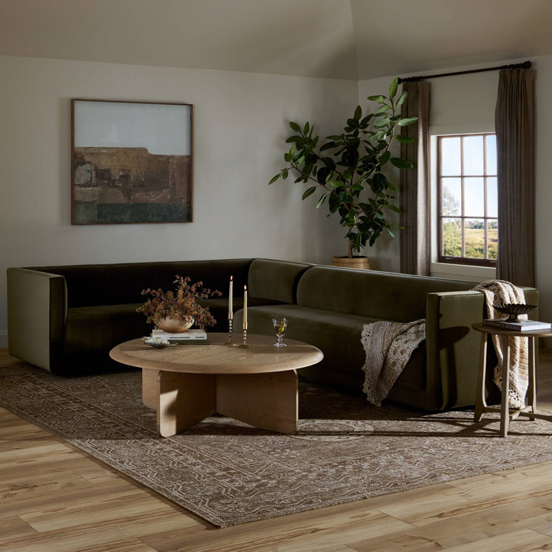 Phillip 2PC RAF Sectional-Surrey Olive, Surrey Olive Performance Velvet, Right Hand Facing