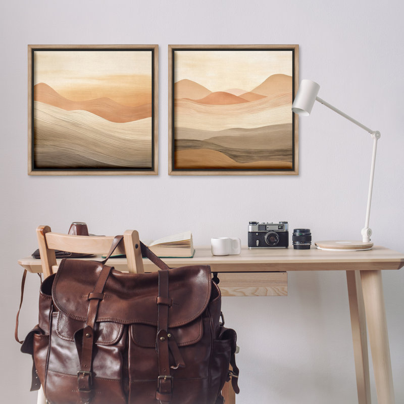  «Sweeping Desert Dunes», ensemble de 2 toiles flottantes encadrées par Irena Orlov, H 25 po x l 25 po
