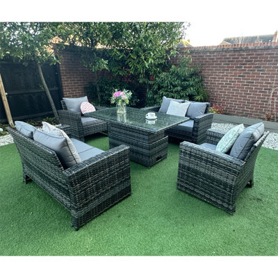 Rosen 6 Seater Sofa Set With Rising Table With Two Single Armchairs