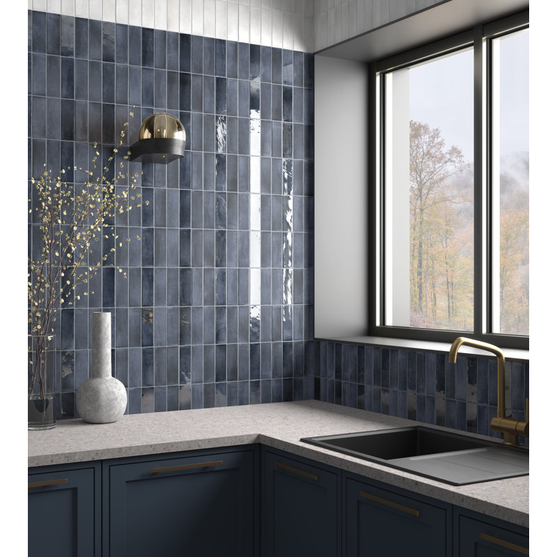 Coco 2" x 6" Porcelain Subway Wall Tile, Moss Verde