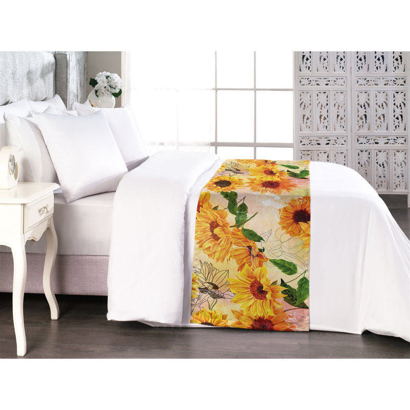 Foulard de lit Ambesonne Sunflowers Boho Summer, Très grand lit