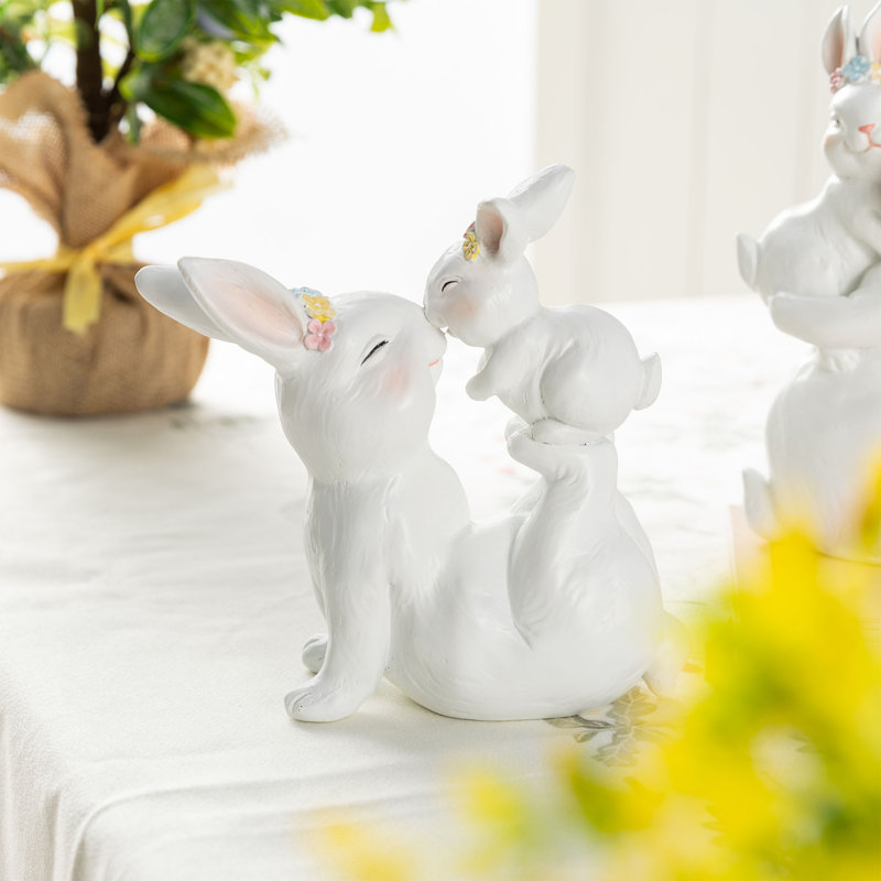 Ensemble de 2 décorations de table en résine de Pâques pour maman et bébé